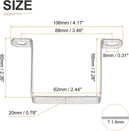 Miniatura 2 de DTGN Soporte de conector de puntal en forma de U de 1.890 in x 2.047 in (InnerHxInnerW) - 4 unidades - Bueno para fijación de tuberías en el hogar