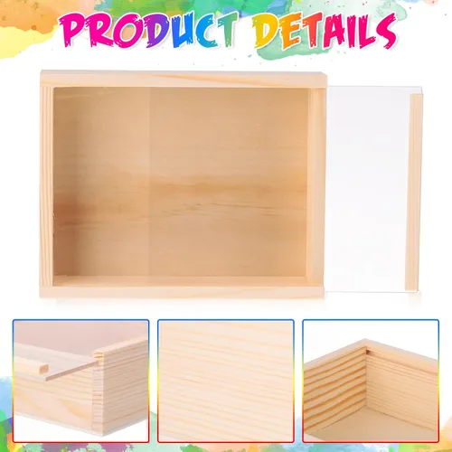 Miniatura 3 de Thyle 12 cajas de madera sin terminar de 4.9 x 6.3 pulgadas con tapas acrílicas, pequeñas cajas de madera de sombra sin terminar, regalo