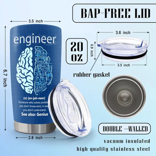 Miniatura 7 de Regalos de ingeniero, regalos de ingeniería mecánica y aeroespacial, regalo de jubilación para ingeniero, Vaso 20oz