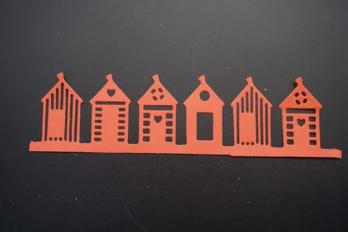 Miniatura 4 de Metal A Row of Houses - Troqueles de corte de pueblo, troquelados de hierba molida para plantillas en relieve para tarjetas de álbumes de recortes