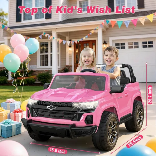 Miniatura 6 de ARBELI Juguetes de paseo de 2 plazas y 24 V para niños, auto eléctrico Chevrolet con licencia con control remoto, 4 motores de 200 W, 4WD/2WD, Rosa
