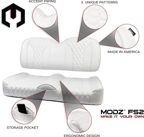 Miniatura 2 de MODZ® FS2 Custom Golf Cart Asiento Delantero para Yamaha Drive2 - [2017-Up] - [Añadir $40] - Base Blanca - Patrón Cobra