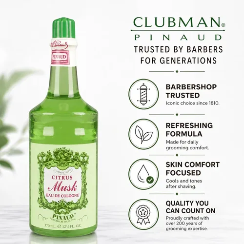 Miniatura 6 de Clubman Pinaud - Colonia de almizcle cítrico, enfría y tonifica la piel después del afeitado, 12.5 onzas