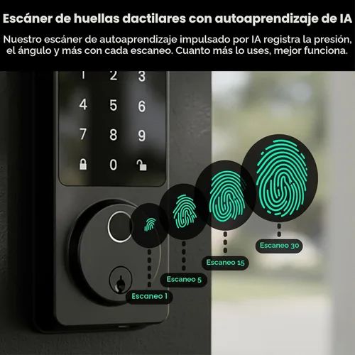 Miniatura 4 de Wyze Auto-Lock Bolt v2, cerradura inteligente de entrada sin llave con huella dactilar, escáner de aprendizaje AI con Wi-Fi, cerrojo de puerta