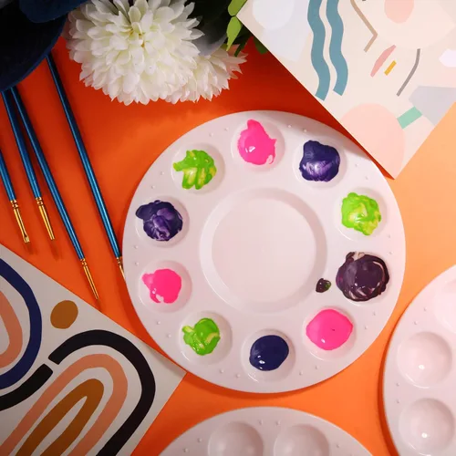 Miniatura 6 de Paletas de pintura de plástico a granel, bandeja redonda de pintura de acuarela para niños, adultos, estudiantes, escuela, manualidades, suministros