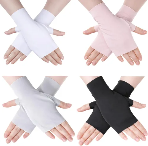 4 Pairs UV Gloves for Gel Nail Lamp, Sun Protection UV Gloves for Women for Gel Manicures Summer Outdoor