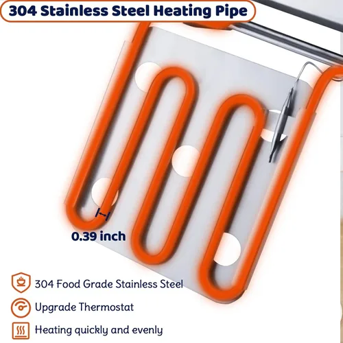Miniatura 4 de Freidora Profunda Comercial con Cesta, 3400W 12.7QT/12L, Freidora Eléctrica de Aceite de Encimera de Acero Inoxidable Desmontable de Gran Capacidad