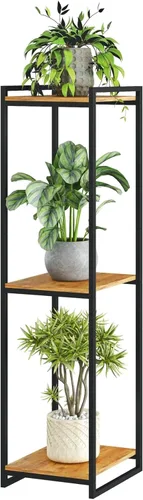 Miniatura 10 de Soporte para plantas de 2 niveles para interiores, estante moderno de 34 pulgadas de alto, organizador de macetas de esquina para sala de estar