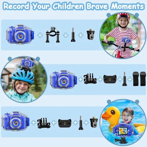 Miniatura 6 de Agoigo - Cámara resistente al agua para niños, videocámara digital HD sumergible, juguete de viaje portátil para niños pequeños - Regalo ideal