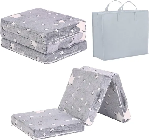 Miniatura 18 de Tiita Colchón de suelo plegable para niños, futón de felpa o tapete de suelo con bolsa de almacenamiento, tapete para siesta de piso para niños