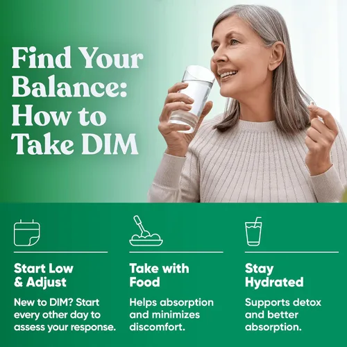 Miniatura 5 de Suplemento DIM puro de 200 mg – fatiga energética y alivio del estrés, equilibrio de estrógenos, menopausia y sofocos, apoyo hormonal para mujeres