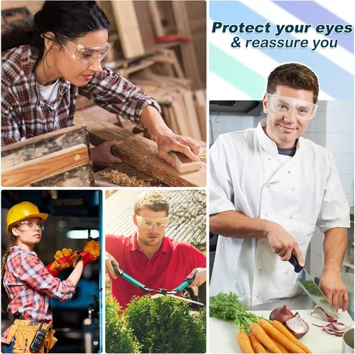 Miniatura 2 de WFEANG Gafas de seguridad transparentes a granel, gafas protectoras ligeras para hombres y mujeres, resistentes a impactos y arañazos, para usar