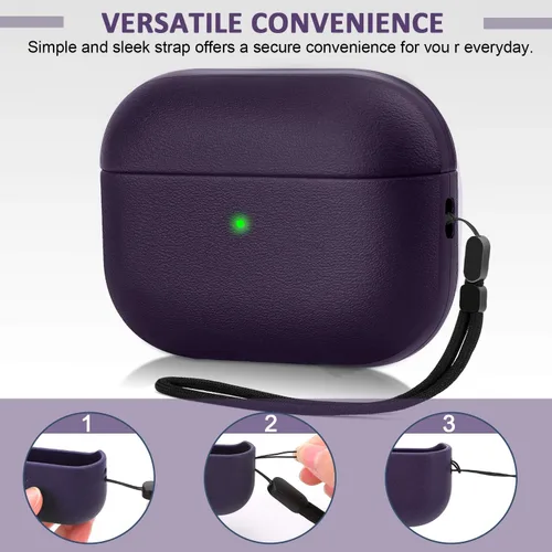Miniatura 5 de JIELIELE Funda de actualización compatible con Airpods Pro, funda protectora de cuerpo completo de textura de cuero compatible con Airpods Pro