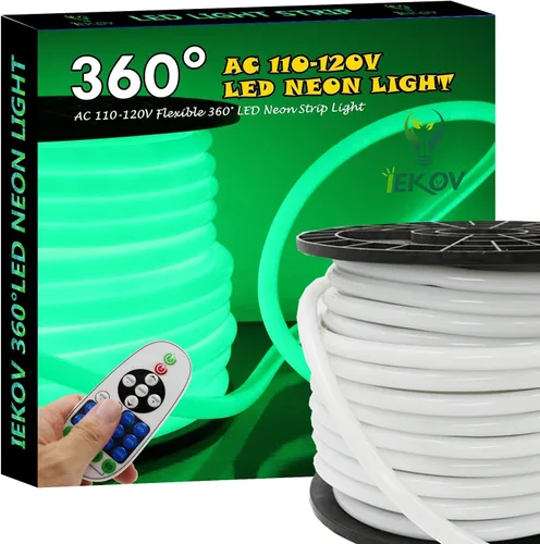 Miniatura 12 de [Actualización] Luz LED de neón de 360°, IEKOV™ CA 110-120 V, tira de luces LED de neón flexible de 360 grados, regulables e impermeables de neón +