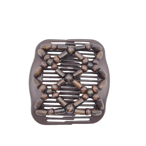Miniatura 8 de LOVEF Peines mágicos para el cabello para mujer, con cuentas de madera, elásticos, de doble cara, clips para hacer moños, accesorios para el cabello