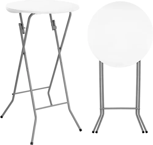 Miniatura 13 de Byliable 24in Round Cocktail Table, Bar Height High Top Foldable Bistro Table with Removable Legs, Portable Plastic Indoor Outdoor for Patio, Party