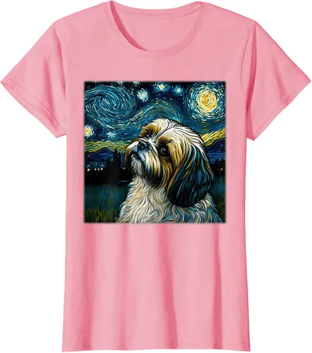 Miniatura 10 de Camiseta Surrealism Starry Night Shih Tzu Dog