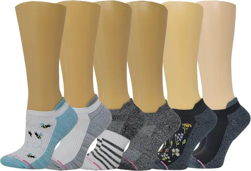 Miniatura 17 de Dr. Motion 6 pares de calcetines de compresión transpirables acolchados de corte bajo para mujer