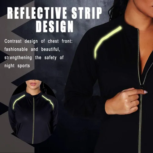 Miniatura 3 de SEXYWG Chaqueta de sauna para mujer, adelgazante, traje de sauna, camisa de manga larga, para entrenamiento, moldeador de cuerpo Negro