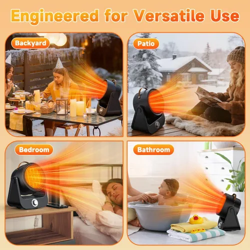 Miniatura 9 de Calentador eléctrico de cerámica PTC de 1500 W para exteriores, calefacción 1S de 250 pies cuadrados, 4 modos, calentadores de patio 3D verticales