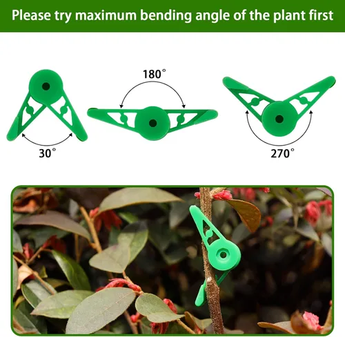 Miniatura 3 de YBB 60 clips ajustables de 360 grados, clips de entrenamiento de tallo para entrenamiento de bajo estrés (verde + blanco)