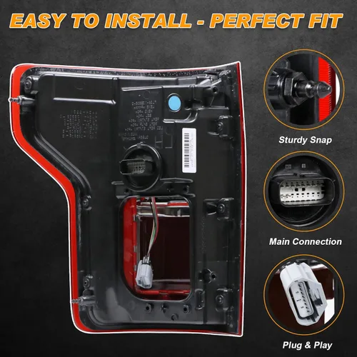 Miniatura 3 de juego de ópticas traseras LED con luz de freno y señal de giro para lado del pasajero derecho, compatible con Ford F150 2015 2016 2017