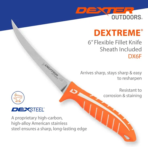 Miniatura 4 de Dexter Outdoors Cuchillo flexible de filete Dextreme de un solo filo de 6 pulgadas Incluye funda