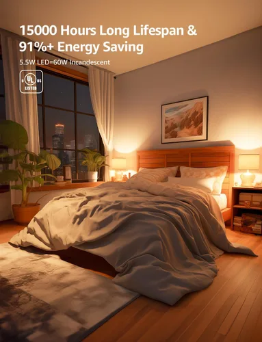 Miniatura 4 de Lepro Bombillas LED de araña equivalentes a 60 W, bombillas de candelabro regulables E12 para ventilador de techo y candelabro, bombillas de Blanco