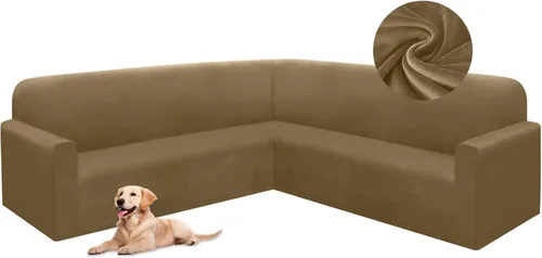 Miniatura 59 de HDCAXKJ Fundas de sofá seccional de esquina de terciopelo elástico en forma de L, juego de fundas deslizantes suaves y gruesas en forma de U