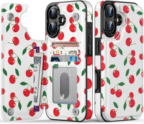 Miniatura 123 de FUNMIKO Funda tipo cartera para iPhone 13 con tarjetero, bloqueo RFID, protección de grado militar y obras de arte impresas con rayos UV, cierre
