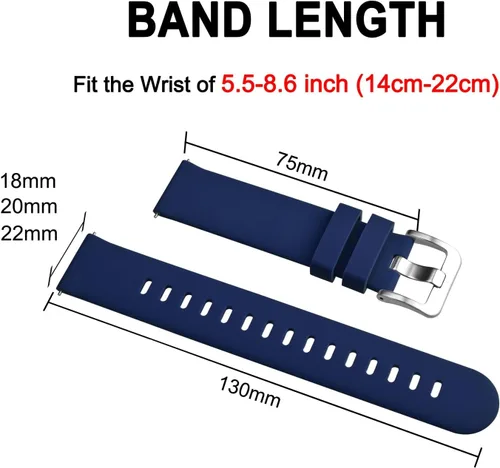 Miniatura 67 de BISONSTRAP Correas de reloj de silicona, correas de reloj delgadas con liberación rápida, 0.787 in, negro con hebilla negra