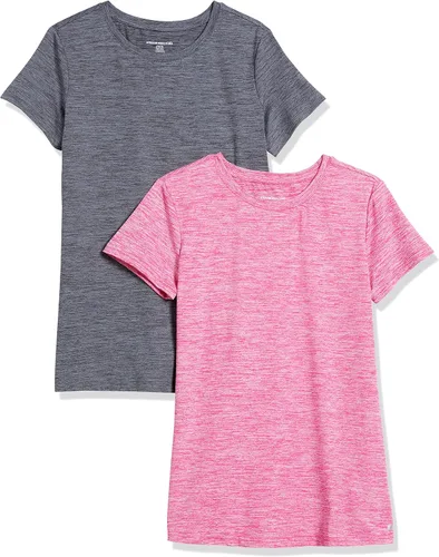 Tienda Essentials - Camiseta Tech elástica de manga corta con cuello redondo para mujer (disponible en tallas extragrandes), paquete múltiple