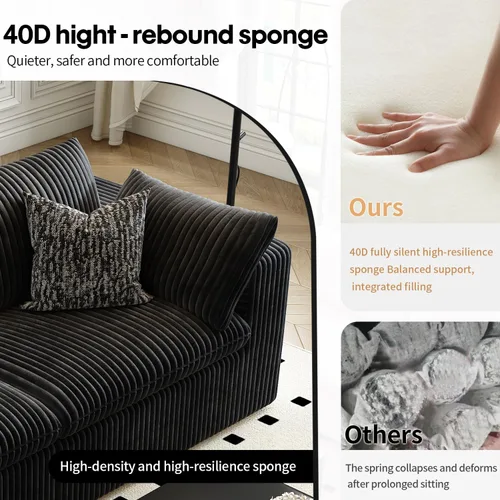 Miniatura 5 de LoveSeat Cloud Couch Sofá Seccional Modular para Sala de Estar, Sofá Moderno con Asiento Profundo, Sofá de 2 Plazas Sin Huesos con Otomana, Cómodos