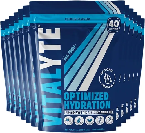 Vitalyte Mezcla de bebida en polvo de electrolitos, mezcla de hidratación de electrolitos isotónicos, paquete a granel (12 unidades, cítricos
