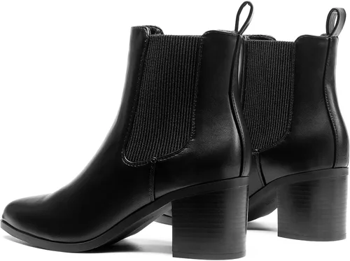 Miniatura 4 de DREAM PAIRS Botines Chelsea elásticos retro para mujer, a la moda, tacón bajo y grueso, puntera puntiaguda, botines de tacón de otoño