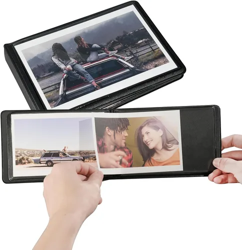 Miniatura 3 de Álbum de fotos pequeño de 4 x 6 pulgadas con capacidad para 28+1 fotografías horizontales, mini libro de fotos de capacidad con cubierta de cuero