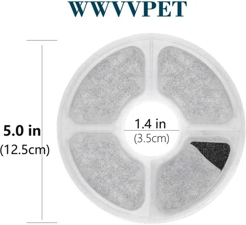 Miniatura 7 de Filtros de fuente de agua para gatos, paquete de 6 unidades, 50% más de carbón activado, filtros de repuesto para fuente de flores de gato, aptos