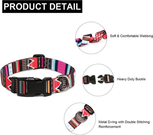 Miniatura 108 de Mercano Collar ajustable para perro, patrones de diseño especial, nailon suave, cómodo y resistente, collar para mascotas para perros pequeños