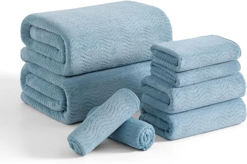 Miniatura 59 de Juego de toallas de baño de 8 piezas 2 toallas de baño grandes de gran tamaño, 2 toallas de mano y 4 paños Juego de toallas de baño ultrasuaves