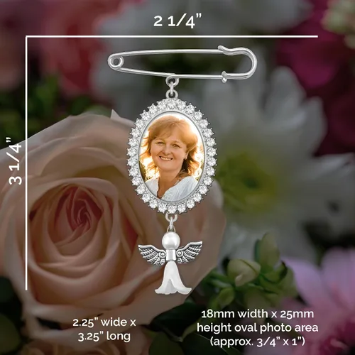 Miniatura 5 de Encanto de foto simple para ramo de boda, recuerdo conmemorativo con diamantes de imitación, pin de boutonniere, regalo conmemorativo para madre