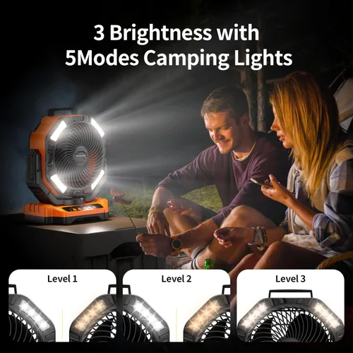 Miniatura 7 de Ventilador de camping Socool recargable de 40,000 mAh, ventilador portátil a batería para exteriores con control remoto, 136 horas y 4 velocidades