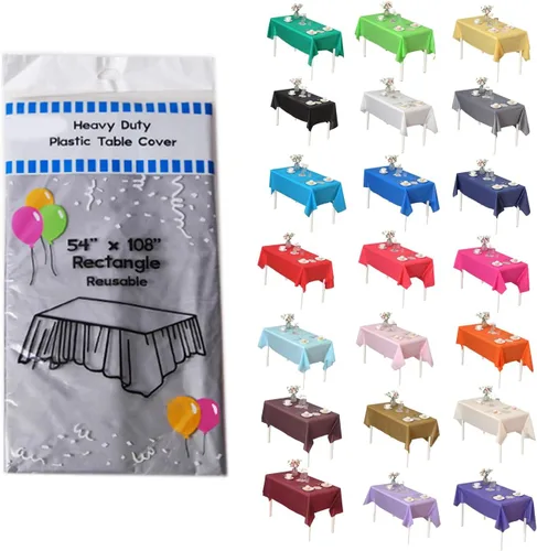 Miniatura 49 de Evershine - Mantel de plástico resistente y reutilizable, paquete de 12 unidades (redondo, 84 pulgadas, aguamarina)