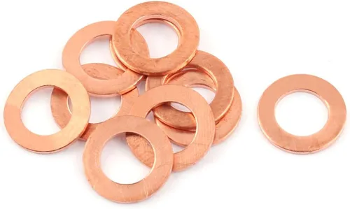 Miniatura 11 de uxcell 10pcs 0.236 in x 0.394 in x 0.039 in anillo plano de cobre aplastamiento arandela sellado junta sujetador