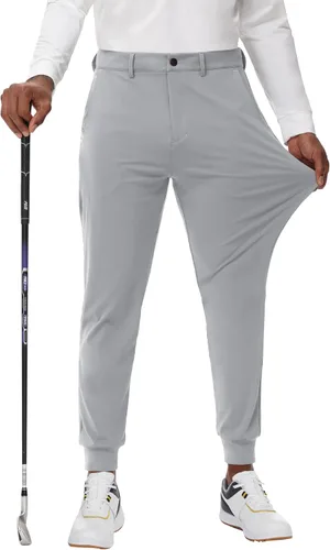 Miniatura 2 de JWM Pantalones Joggers de Golf Elásticos para Hombre con Trabillas para Cinturón - 29" 34" Ajuste Slim Cónico Casual Negocios Viaje Vestir Trabajo