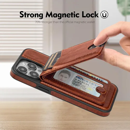 Miniatura 7 de SkyEagle Magsafe - Funda magnética 2 en 1 desmontable para iPhone 11 Pro Max con tarjetero, para mujeres y hombres, piel sintética con bloqueo RFID
