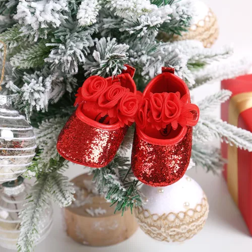 Miniatura 3 de Antheron Baby Girls Mary Jane Flats - Mocasines para bebé con suela suave, diseño floral brillante