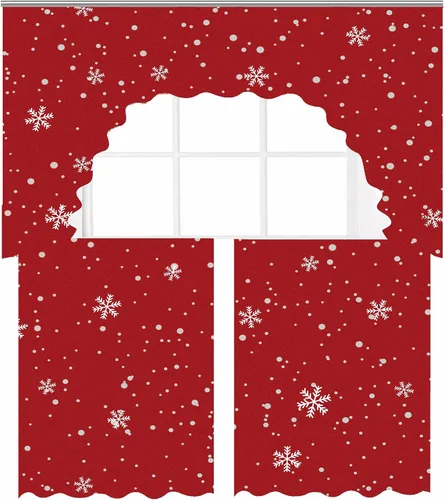 Miniatura 8 de Violet Linen Juego de cortinas de cocina de 3 piezas con estampado botánico botánico de Navidad