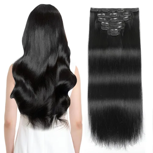 Miniatura 13 de Sisily - Extensiones de cabello con clip de cabello humano real, 30 cm 70 g, balayage de marrón chocolate a rubio, 100% cabello humano Remy