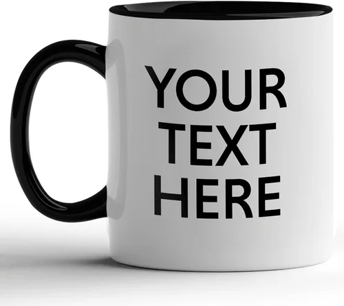 GotPrint Tazas personalizadas con texto, taza personalizada con mensaje, regalo personalizado, diseño de doble cara, taza de café única, borde Negro