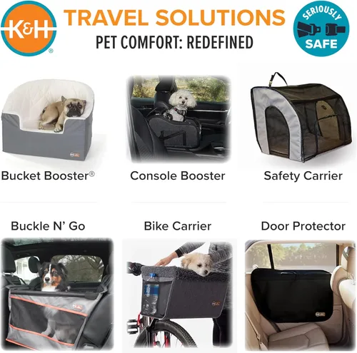 Miniatura 9 de K&H Buckle N Go - Asiento de automóvil para perros pequeños, tela impermeable, laterales de malla transpirable, correa de cinturón de seguridad